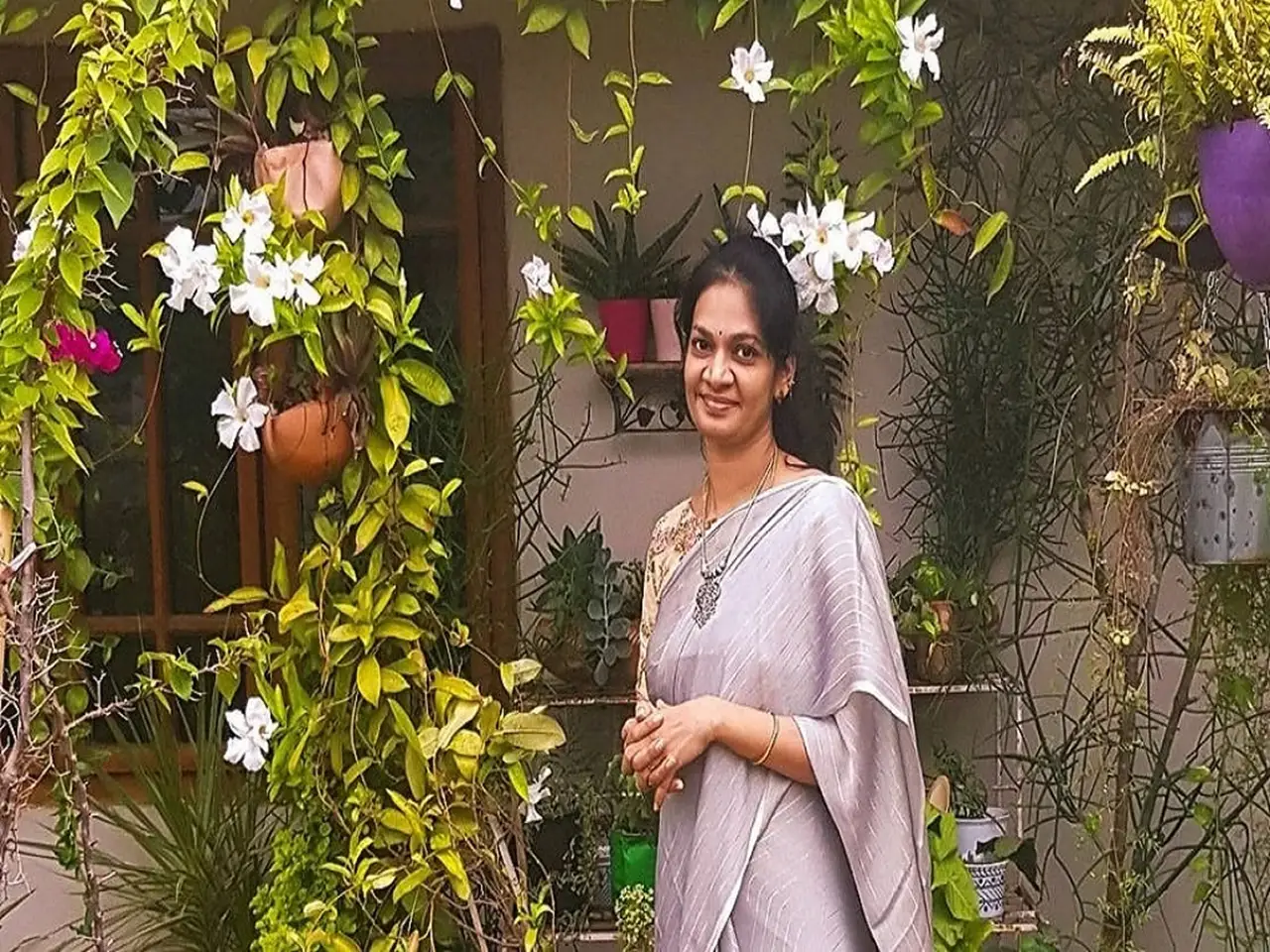Madhavi Guttikonda in her garden