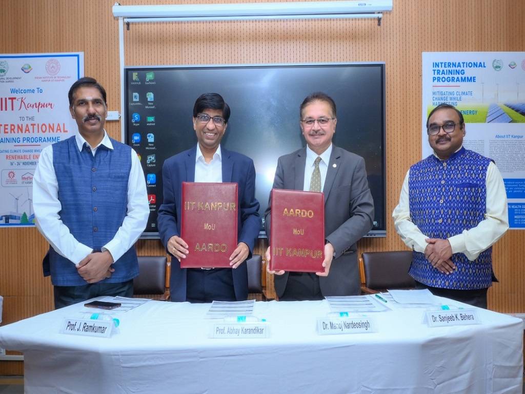 The agreement was signed in IIT-Kanpur by  AARDO Secretary-General Manoj Nardeosingh and IIT-K Director Prof. Abhay Karandikar.