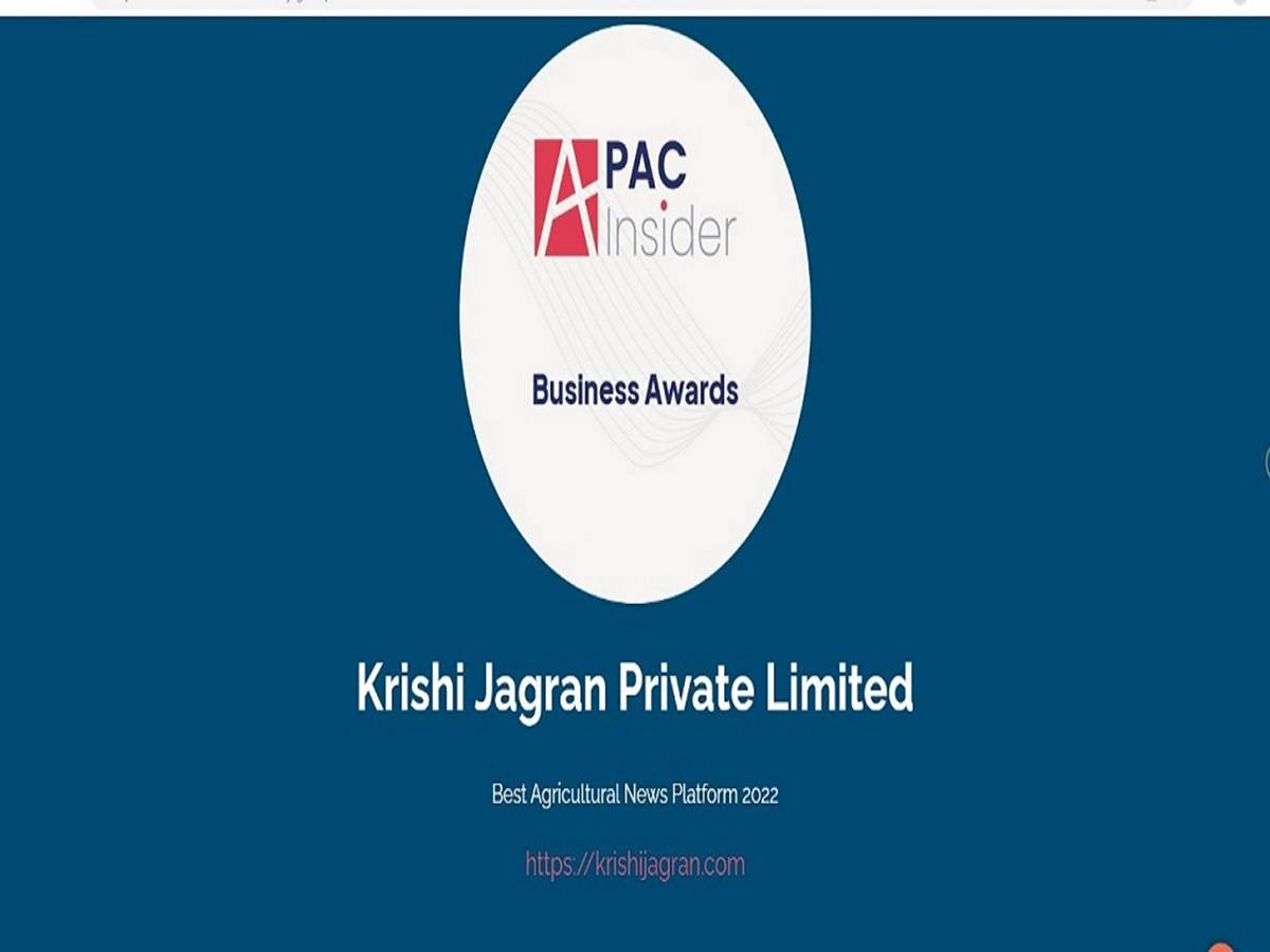 UK-based APAC Insider magazine has announced Krishi Jagran as the ‘Best Agricultural News Platform 2022’
