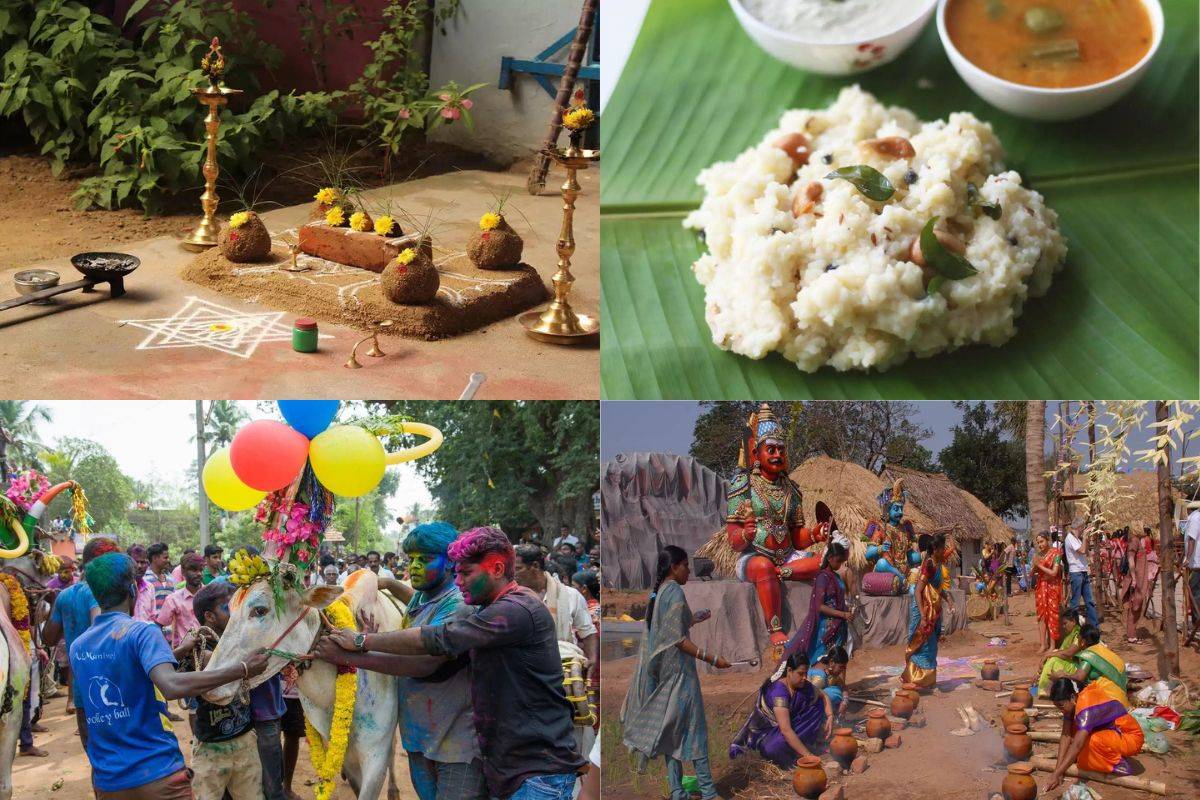 The event lasts for four days and starts with Bhogi Pongal then moves on to Surya Pongal, Mattu Pongal, and Kanum Pongal.