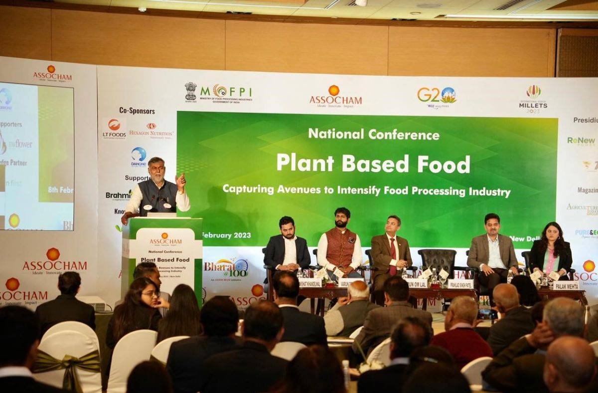 Prahlad Singh Patel speaking at the inaugural function of ASSOCHAM's National Conference on Plant-Based Foods in New Delhi