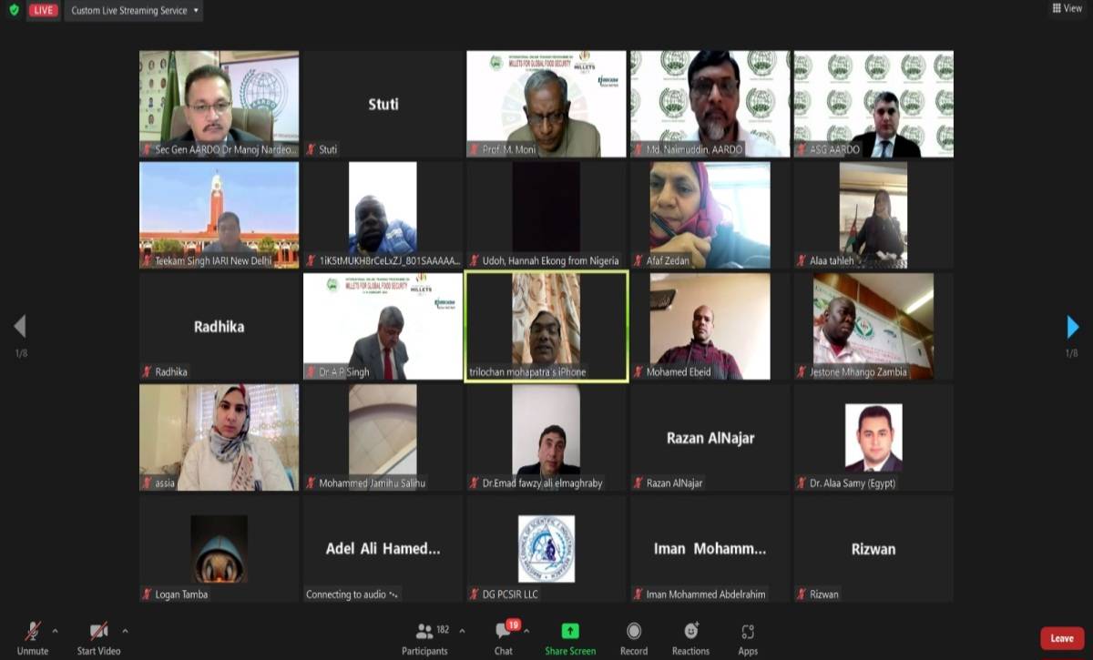 A glimpse of the first day of AARDO's International Online Training Programme on Millets for Global Food Security