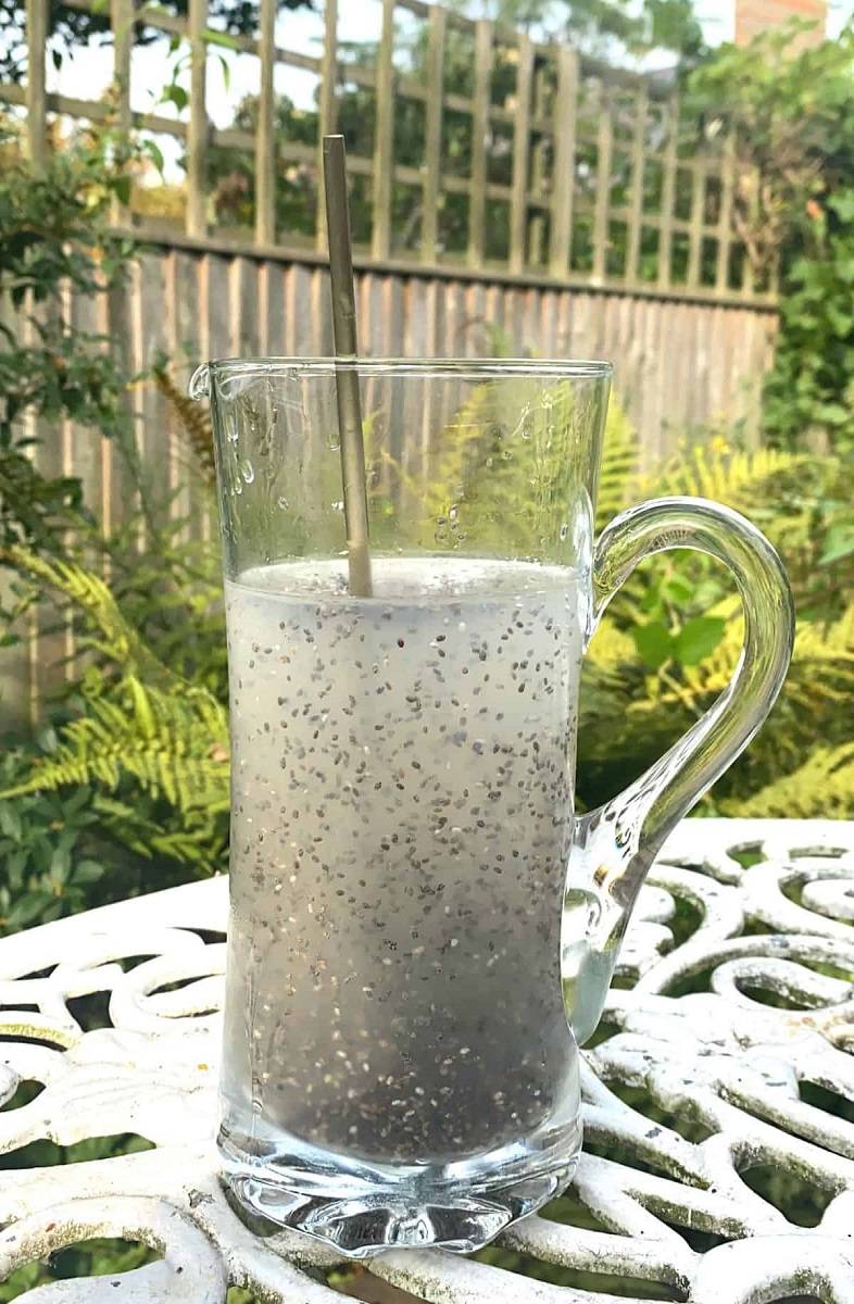Chia seeds in coconut water