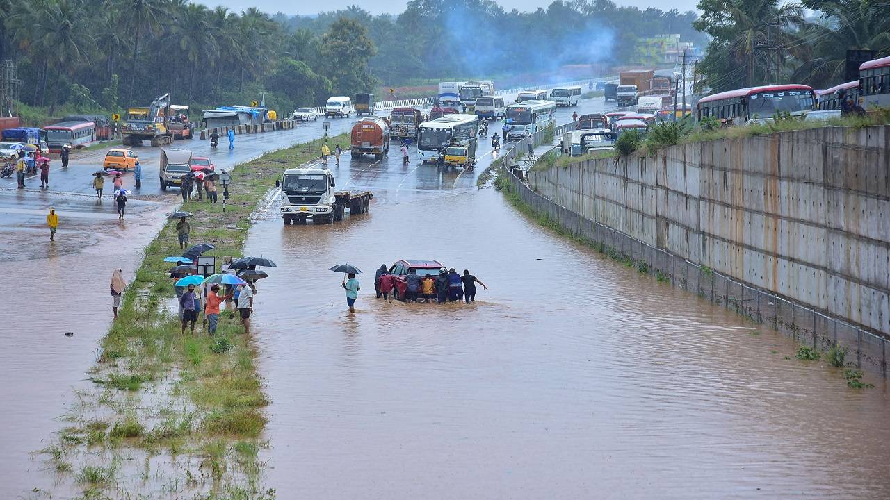 Following the intense rains on Monday evening, numerous highways and low-lying regions were flooded.