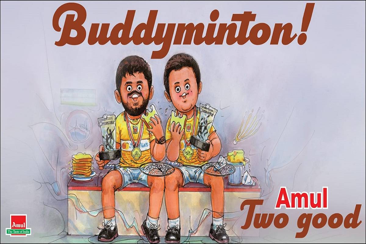 #Amul Topical: Star doubles team of Satwiksairaj Rankireddy and Chirag Shetty win Indonesian Open, first Indians to win a Super 1000 event! Photo Source: Twitter/@Amul_Coop
