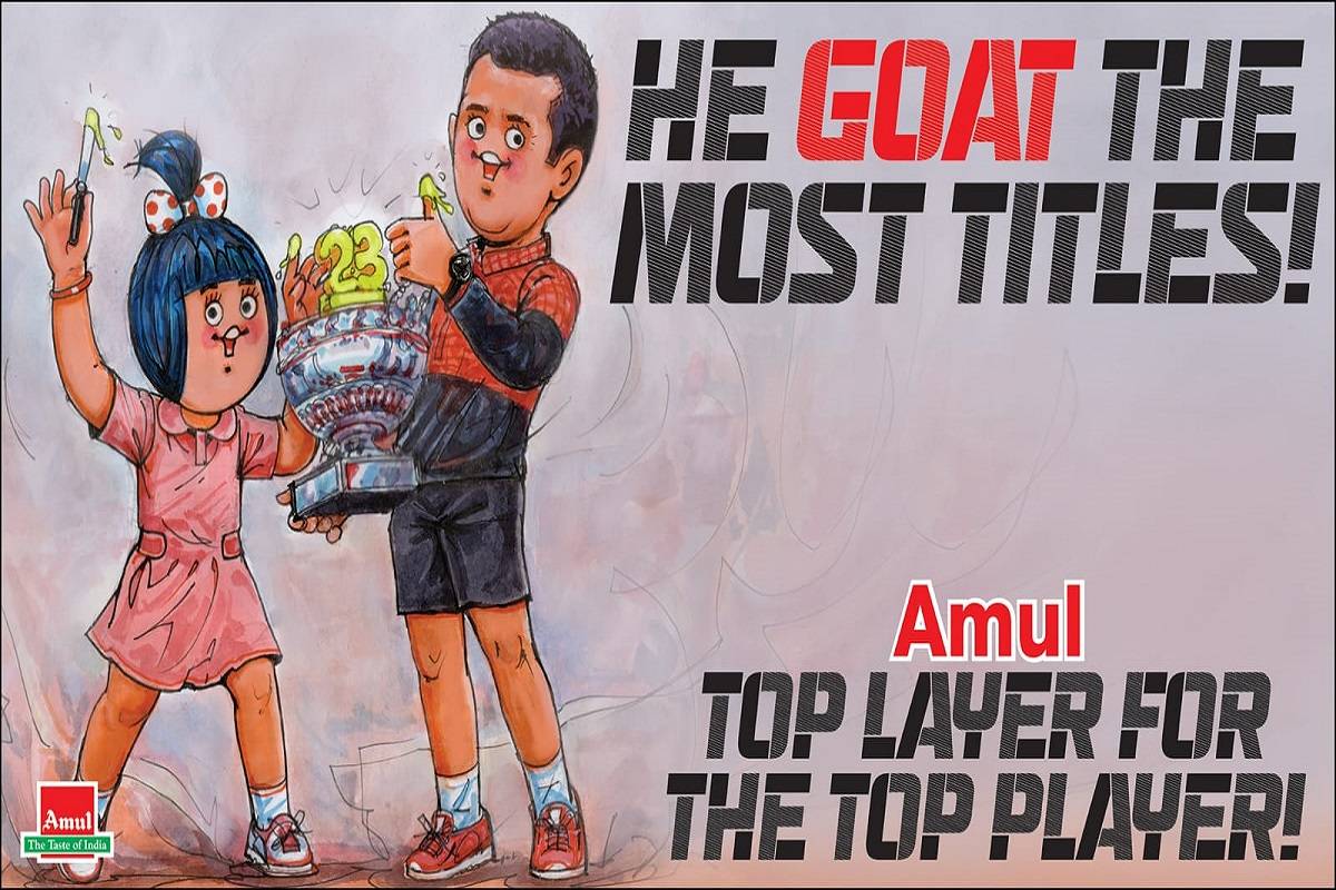 #Amul Topical: Djokovic’s French Open win makes him the winner of the most Grand Slams - 23! Photo Source: Twitter/@Amul_Coop