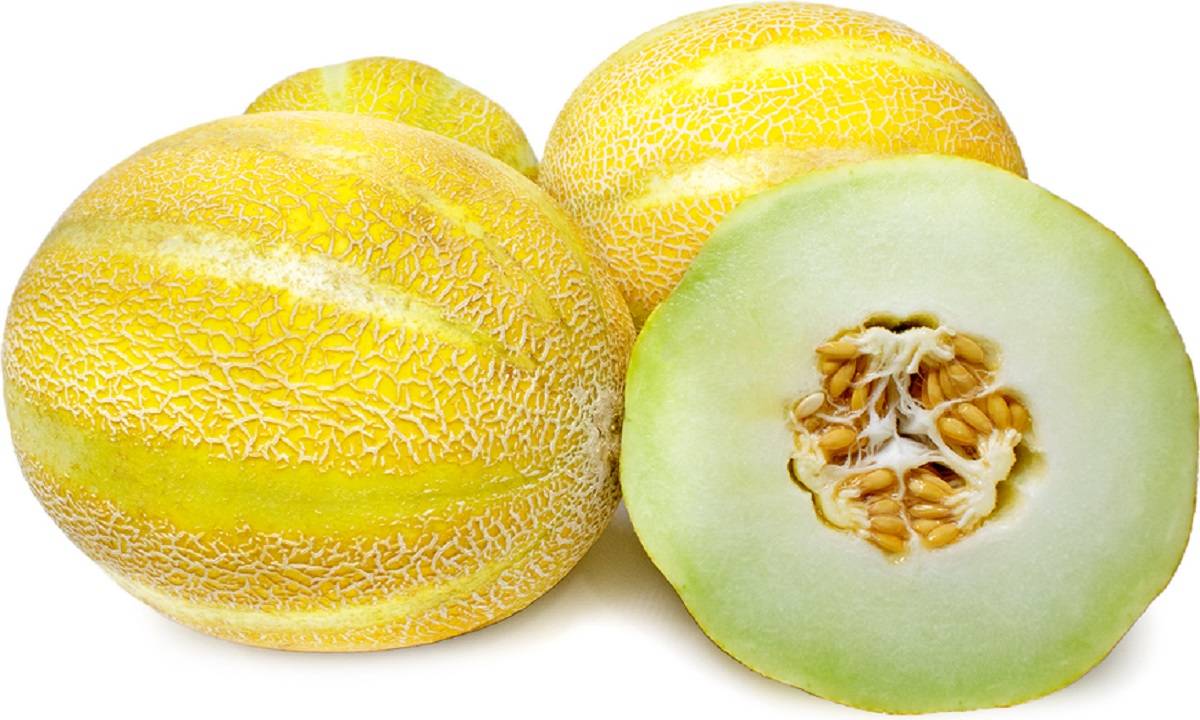Lemon Melon has a round shape resembling a watermelon, but with a predominantly solid yellow-green surface. (Image Courtesy- specialityproduce.com)