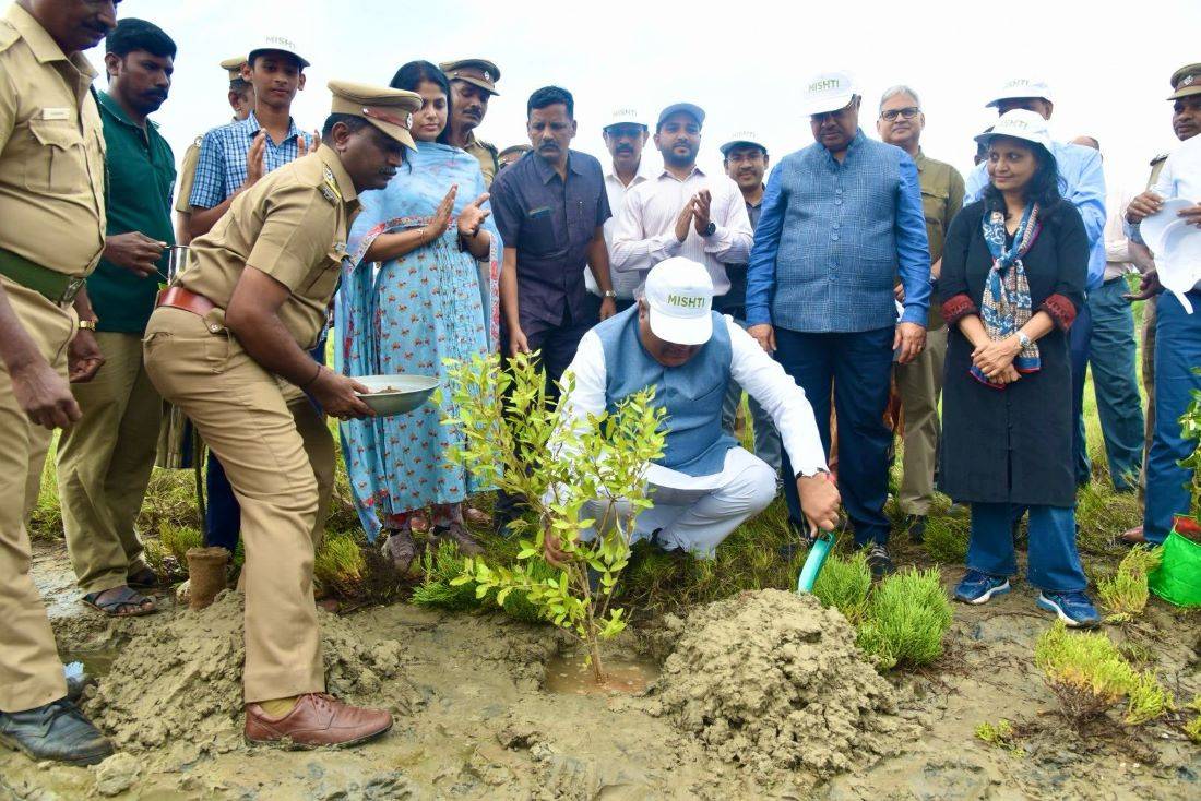 Environment Minister Bhupender Yadav Leads Mangrove Plantation Drive in Chengalpattu, Tamil Nadu (Photo Source: Bhupender Yadav Twitter)