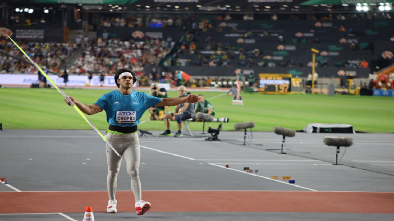 Neeraj Chopra at World Athletics Championships (Photo Credit: @narendramodi/Twitter)