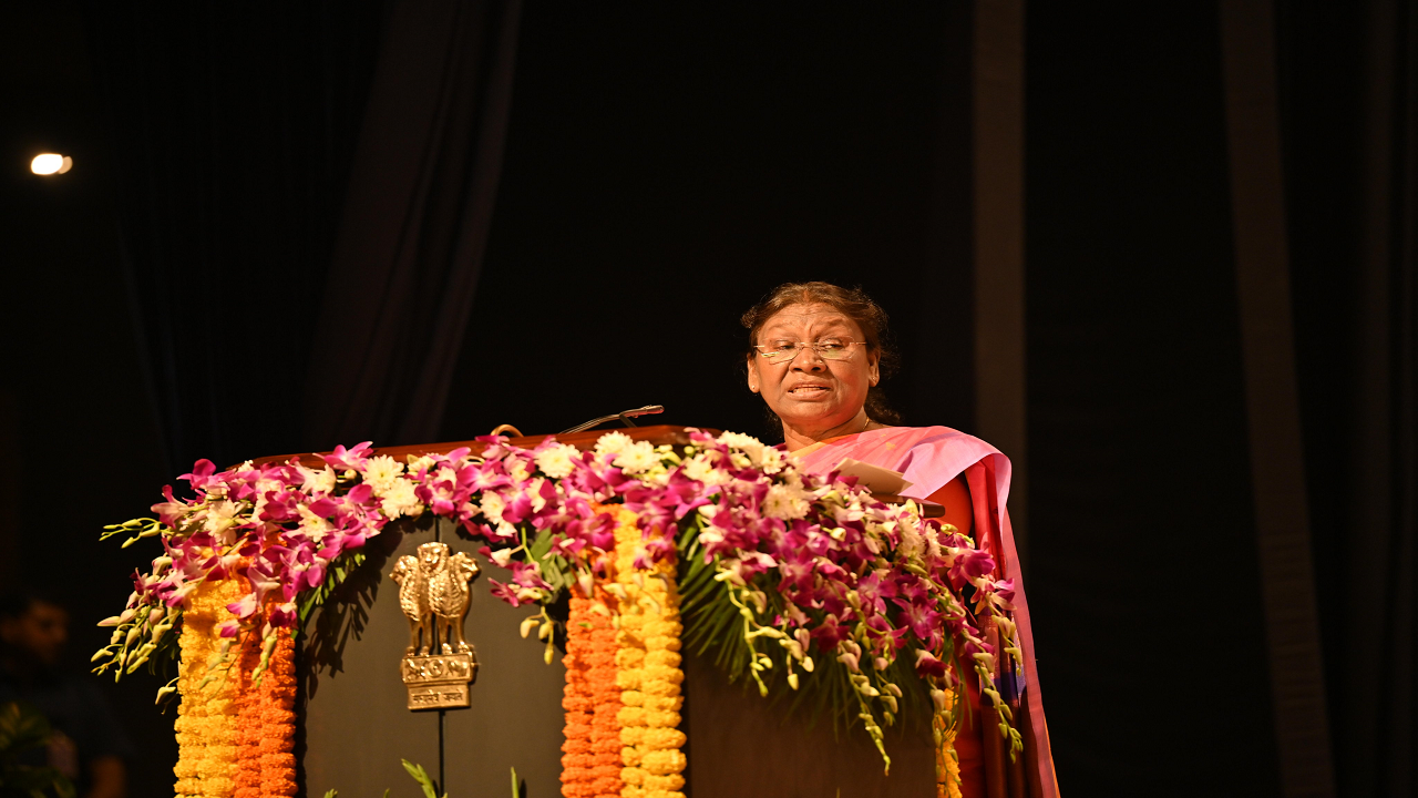 President Murmu in a conference (Photo Courtesy: @rashtrapatibhvn/Twitter)