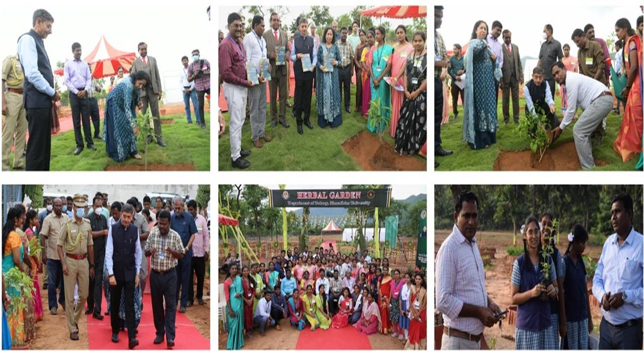 A. Karthik, Principal Secretary of the Department of Higher Education and Convenor of the Vice-Chancellor Committee inaugurated the website and planted a sapling during the launch event. (Photo: BU's Herbal Garden Website Portal)