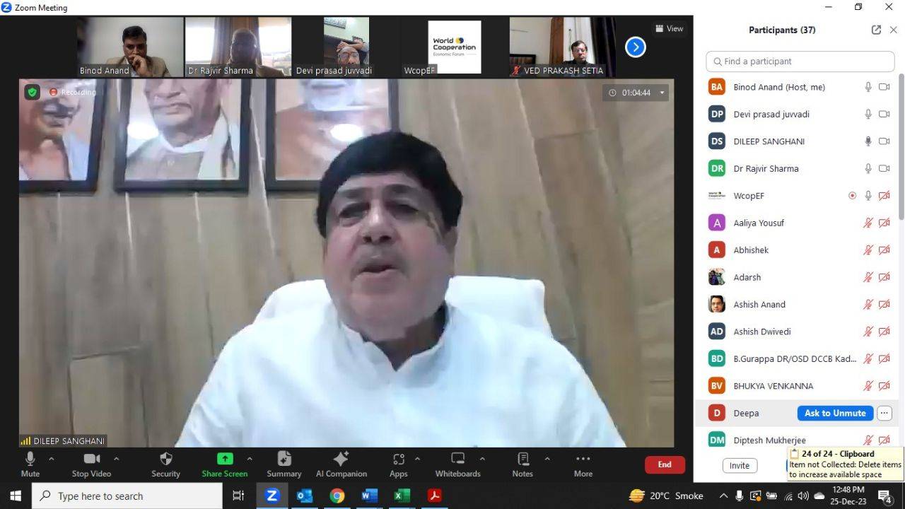 During a webinar organized by (WCopEF) on "Good Governance Day," Dileep Sanghani highlighted the transformative role of cooperation in fostering a vibrant social and solidarity economy.