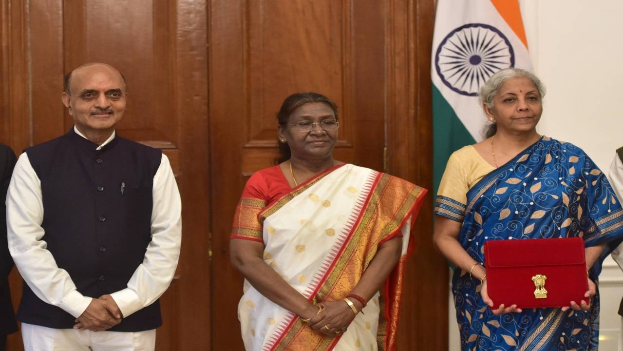 Finance Minister Nirmala Sitharaman with commences interim budget 2024 presentation in Parliament. (Picture Courtesy: Nirmala Sitharaman Office/X)