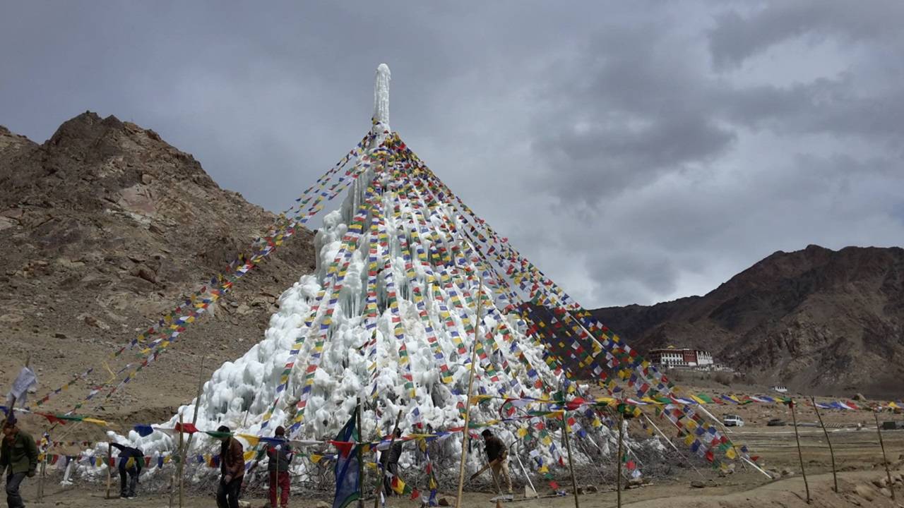 The water crisis is getting worse with time as Himalayan glaciers are disappearing due to global warming and local pollution. (Picture Source: http://icestupa.org/)