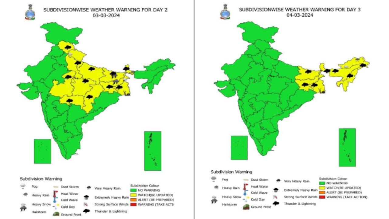 The IMD has issued forecasts for various regions across the country with anticipation for widespread rain and snow accompanied by thunderstorms. (Picture Courtesy: internal.imd.gov.in/)