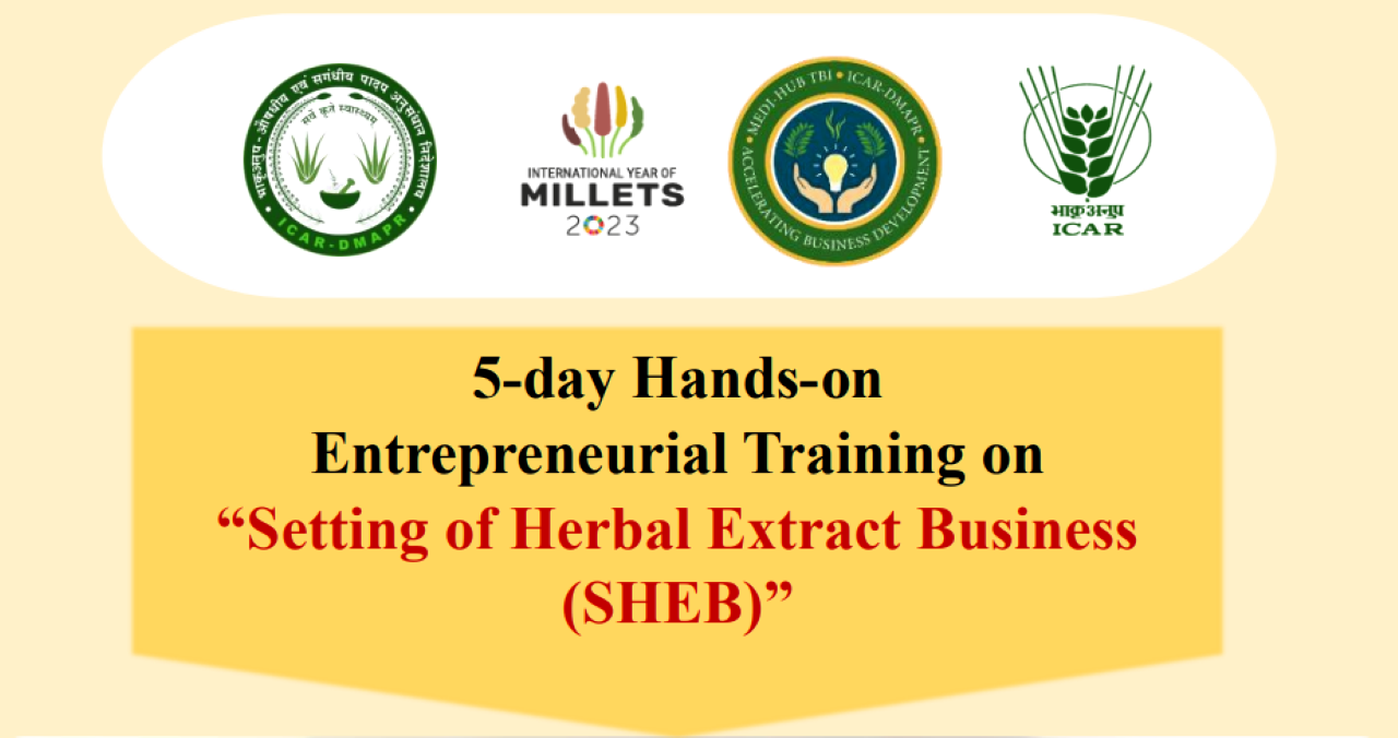 Don't Miss Out on Entrepreneurial Training in Herbal Extract Business Offered by Medi-Hub, ICAR-DMAPR!