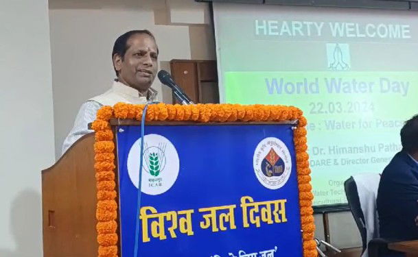 Dr Himanshu Pathak, Director General of ICAR addressing the audience at World Water Day Programme at ICAR-IARI