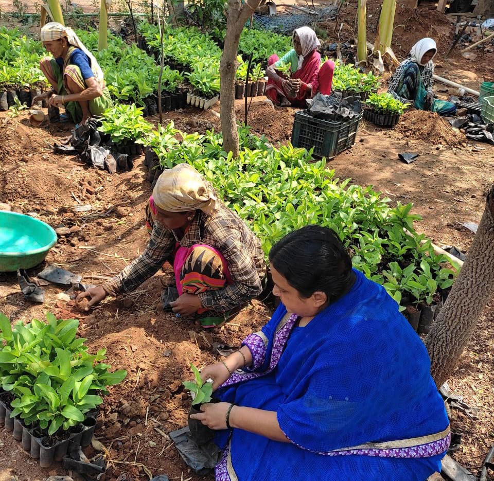 Kavita Mishra with Women Farmers in Karnataka