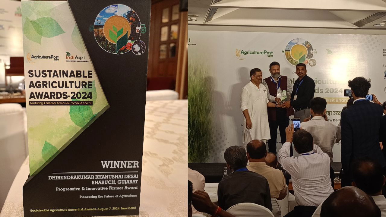 Dhirender Desai receiving Sustainable Agriculture Award 2024